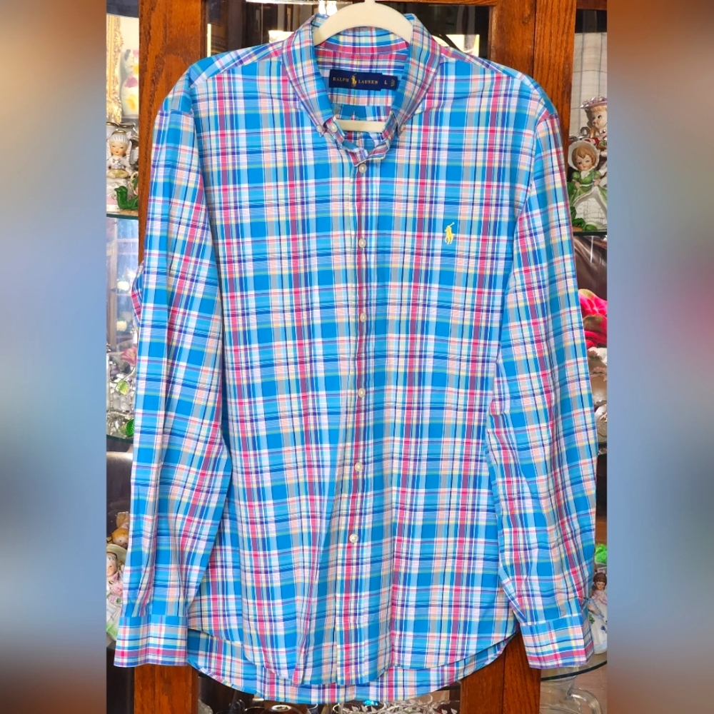 Ralph Lauren Plaid Button Down Size L